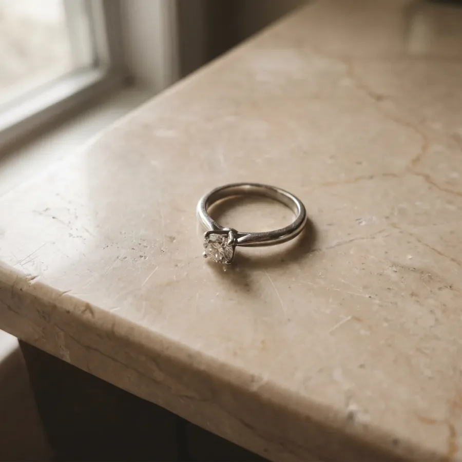 Foto na mesa: mesmo anel de diamante no estúdio de IA do Provador de Joias